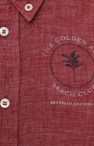 Льняная рубашка BRUNELLO CUCINELLI темно-розового цвета по цене 35150 руб., арт. BM633C305B, фото 3 Льняная рубашка BRUNELLO CUCINELLI, арт. BM633C305B, фото 3