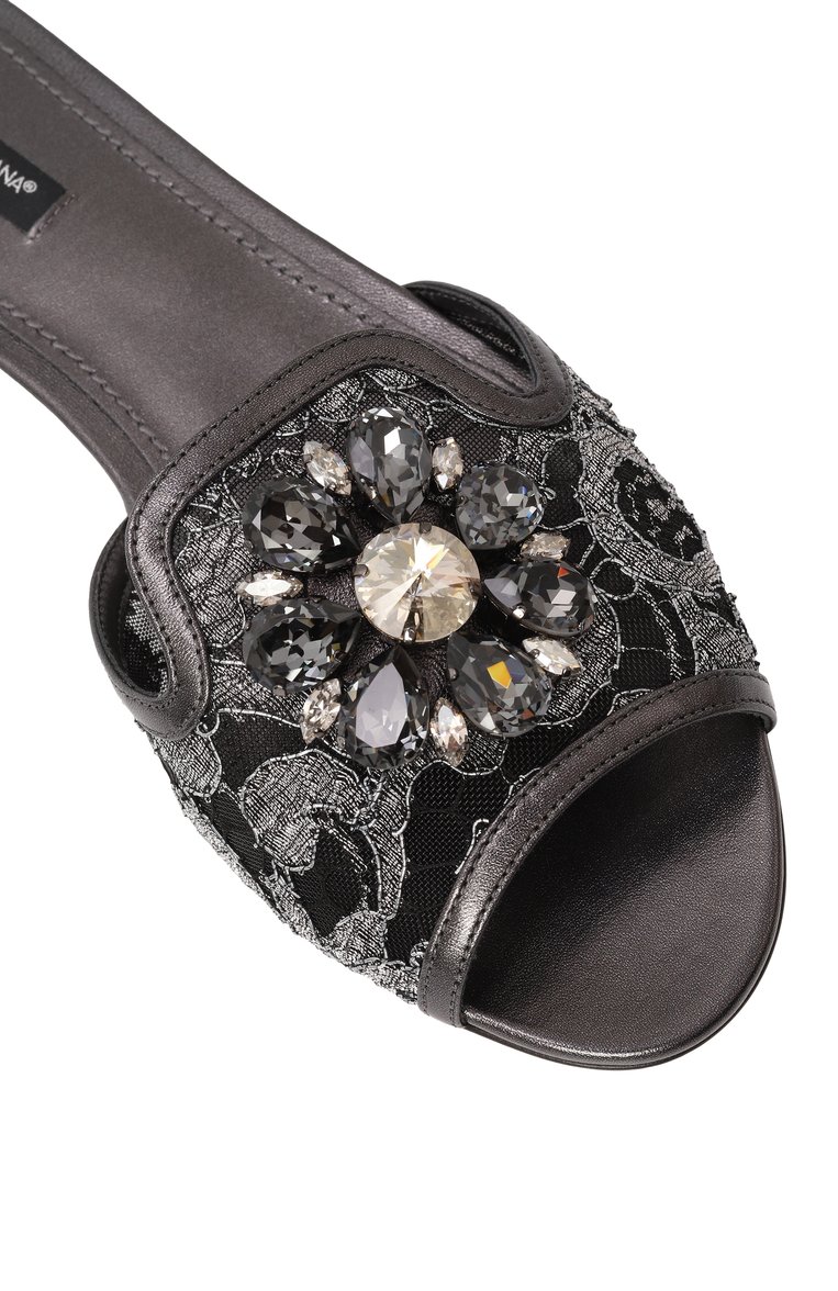 Женские текстильные шлепанцы rainbow bianca DOLCE & GABBANA темно-серого цвета, арт. CQ0023/AE637 | Фото 7 (Каблук высота: Низкий; Материал внутренний: Натуральная кожа; Материал внешний: Текстиль; Подошва: Плоская; Размерность: Идёт в размер; Автоматизация ТО: Проставлено; Автоматизация состава: Проставлено)