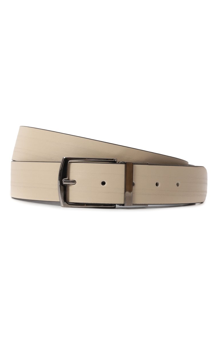 Мужской двусторонний ремень GIORGIO ARMANI бежевого цвета, арт. GM001158/AF14801 | Фото 1 (Материал: Натуральная кожа; Нос: Не проставлено; Материал сплава: Проставлено; Случай: Повседневный)