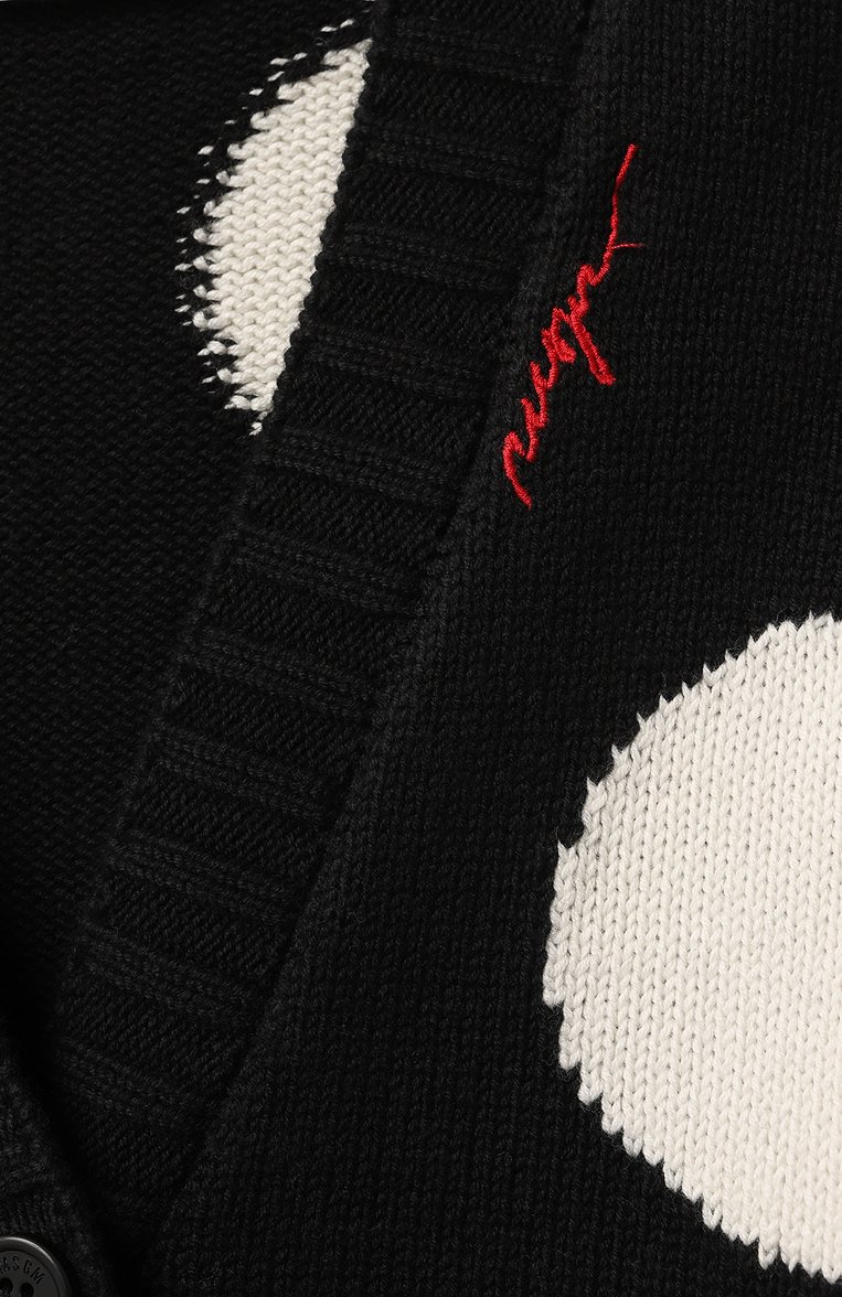 Детский кардиган из хлопка и шерсти MSGM KIDS черно-белого цвета, арт. F4MSJGCA133 | Фото 3 (Драгоценные камни: Проставлено; Материал внешний: Шерсть, Хлопок; Материал сплава: Проставлено; Рукава: Длинные; Девочки Кросс-КТ: Кардиган-одежда; Ростовка одежда: 8 лет | 128 см, 13 - 15 лет | 158 см, 12 лет | 152 см, 10 - 11 лет | 140 - 146см)