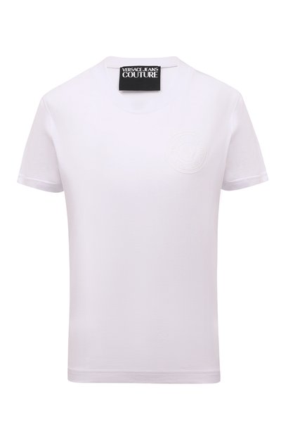 Женская хлопковая футболка VERSACE JEANS COUTURE, арт. 73HAHT10-73DP613 R VEMBLEM S RUBBER/CJ00T