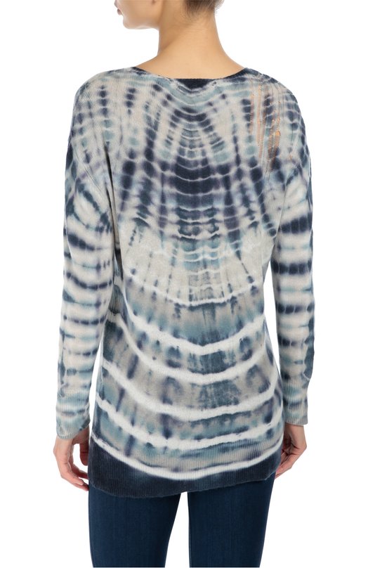 Удлиненный пуловер с контрастным принтом Raquel Allegra Голубой, фото 4