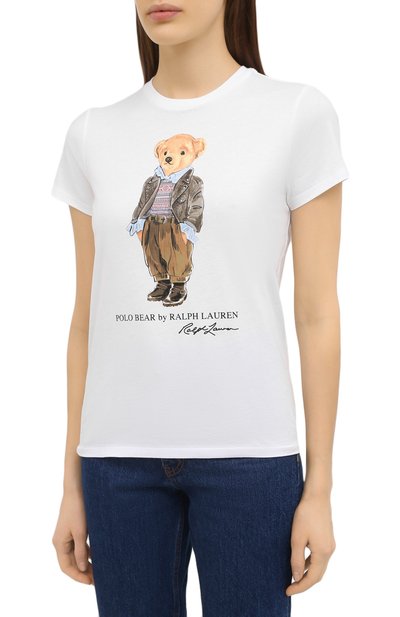 Хлопковая футболка POLO RALPH LAUREN белого цвета по цене 11250 руб., арт. 211814474, фото 3 Хлопковая футболка POLO RALPH LAUREN, арт. 211814474, фото 3