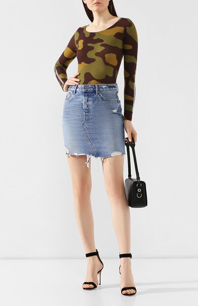 Боди с принтом DSQUARED2 хаки цвета по цене 26600 руб., арт. D8F072240, фото 2 Боди с принтом DSQUARED2, арт. D8F072240, фото 2
