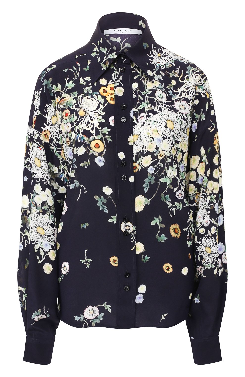 Шелковая рубашка GIVENCHY синего цвета по цене 92500 руб., арт. BW60K212HK, фото 1 Шелковая рубашка GIVENCHY, арт. BW60K212HK, фото 1