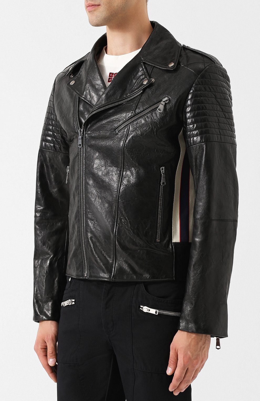 Кожаная куртка с косой молнией GUCCI, арт. 523527/XG703, фото 3