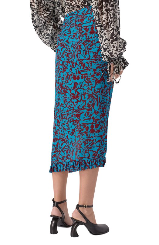 Юбка из вискозы Dries Van Noten 130813/3006 Голубой  130813/3006 Фото 4