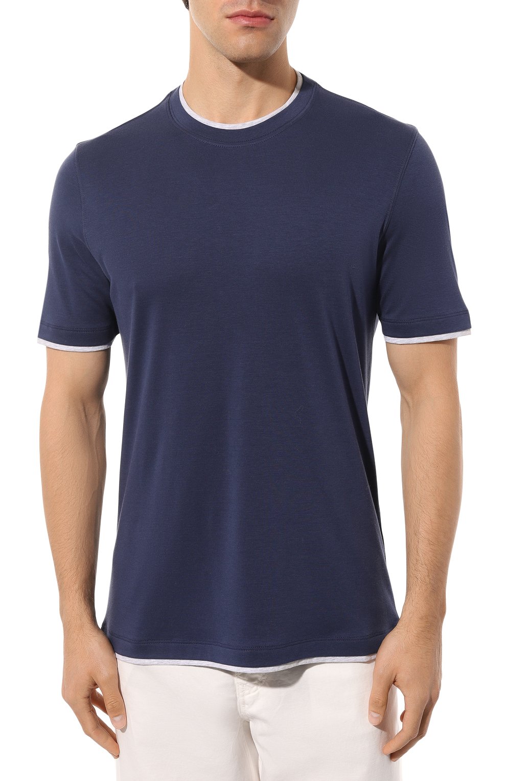 Футболка из хлопка и шелка BRUNELLO CUCINELLI, арт. MTS877427, фото 3