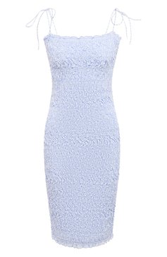 Женское хлопковое платье MIU MIU голубого цвета, арт. MF4526-2AP2-F0012 | Фото 1 (Длина Ж (юбки, платья, шорты): До колена; Материал внешний: Хлопок; Женское Кросс-КТ: Платье-одежда, Сарафаны; Случай: Повседневный; Стили: Романтичный; Материал сплава: Проставлено; Драгоценные камни: Проставлено)