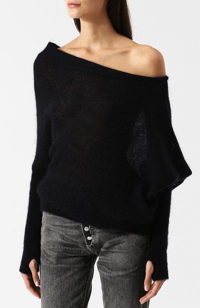 Однотонный пуловер с открытым плечом TOM FORD черного цвета по цене 128500 руб., арт. MAK822-YAX172, фото 3 Однотонный пуловер с открытым плечом TOM FORD, арт. MAK822-YAX172, фото 3