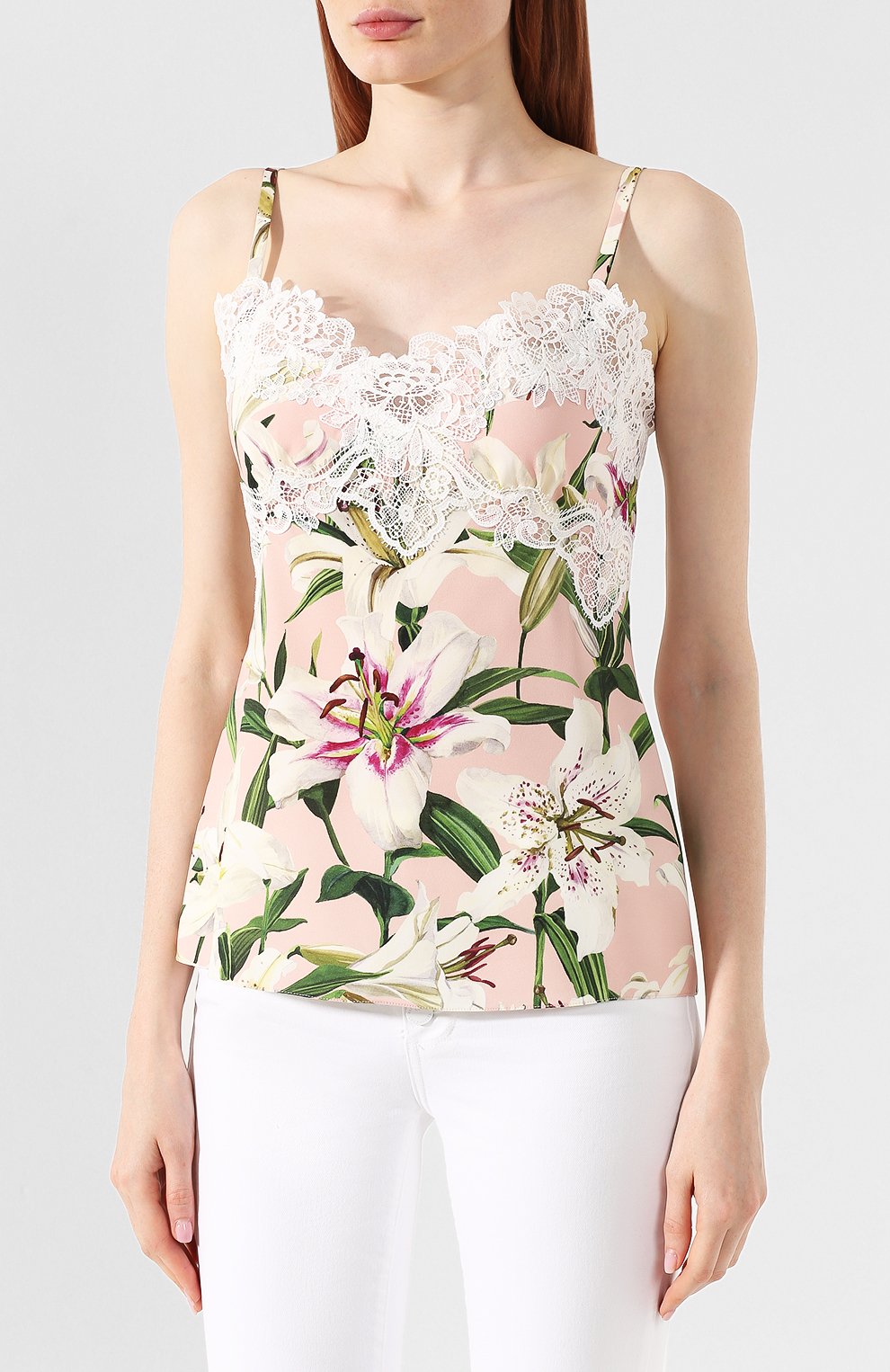 Шелковый топ DOLCE & GABBANA светло-розового цвета по цене 99500 руб., арт. F73R9T/FSAYV, фото 3 Шелковый топ DOLCE & GABBANA, арт. F73R9T/FSAYV, фото 3