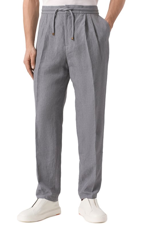Льняные брюки Brunello Cucinelli MH249E1710 Серый  MH249E1710 Фото 3