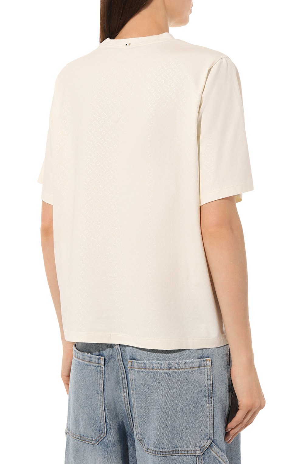 Хлопковая футболка BOSS кремового цвета по цене 11640 руб., арт. 50494353, фото 4 Хлопковая футболка BOSS, арт. 50494353, фото 4