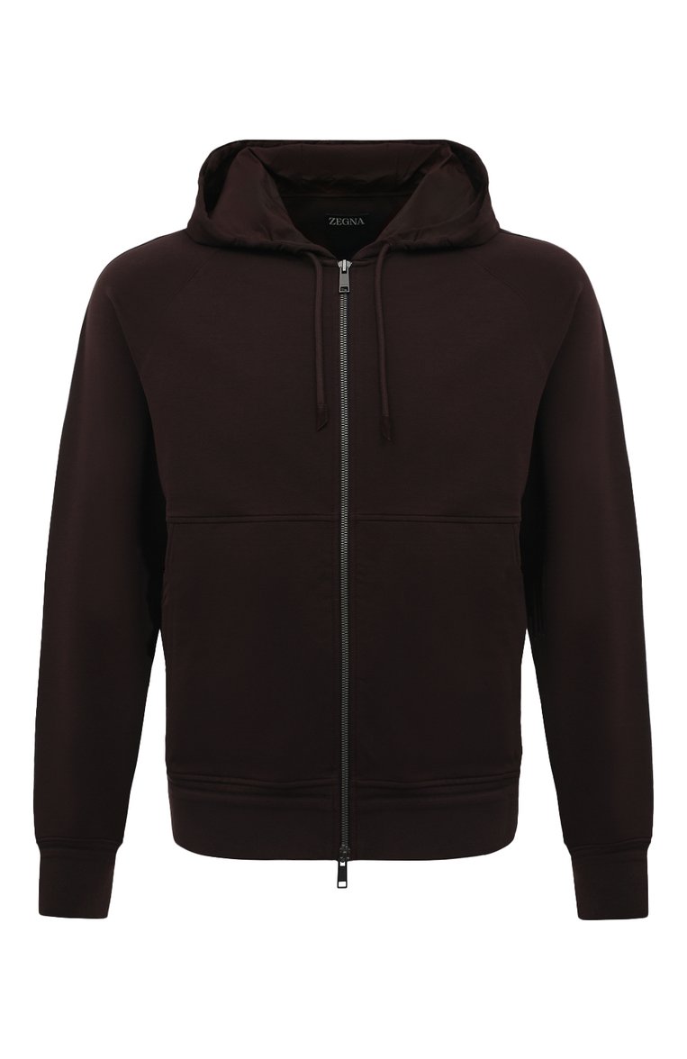 Мужской темно-коричневый хлопковая толстовка ZEGNA купить в интернет ...