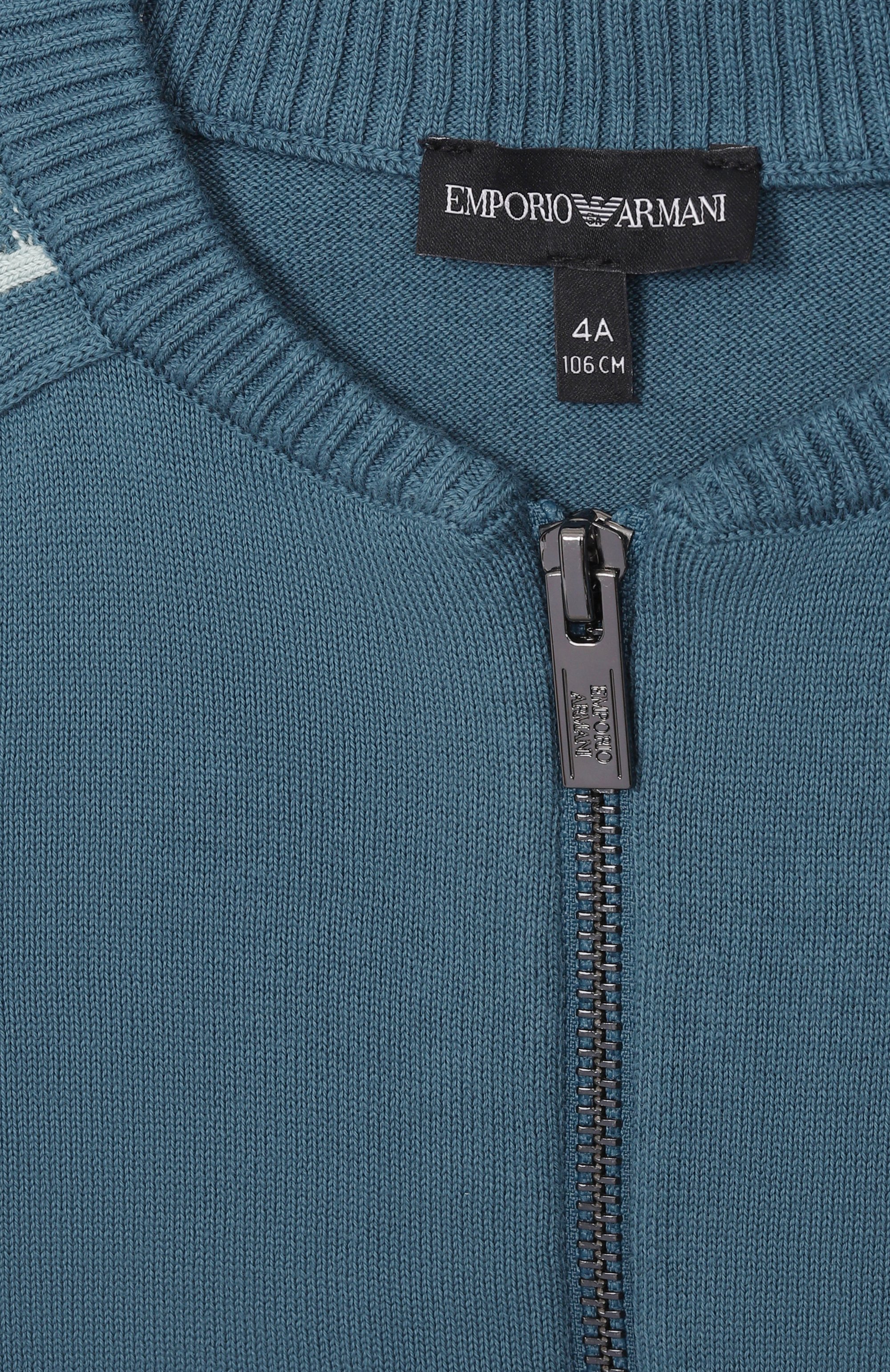 Хлопковый кардиган EMPORIO ARMANI тёмно-голубого цвета по цене 17250 руб., арт. EB001218/AF23410, фото 3 Хлопковый кардиган EMPORIO ARMANI, арт. EB001218/AF23410, фото 3