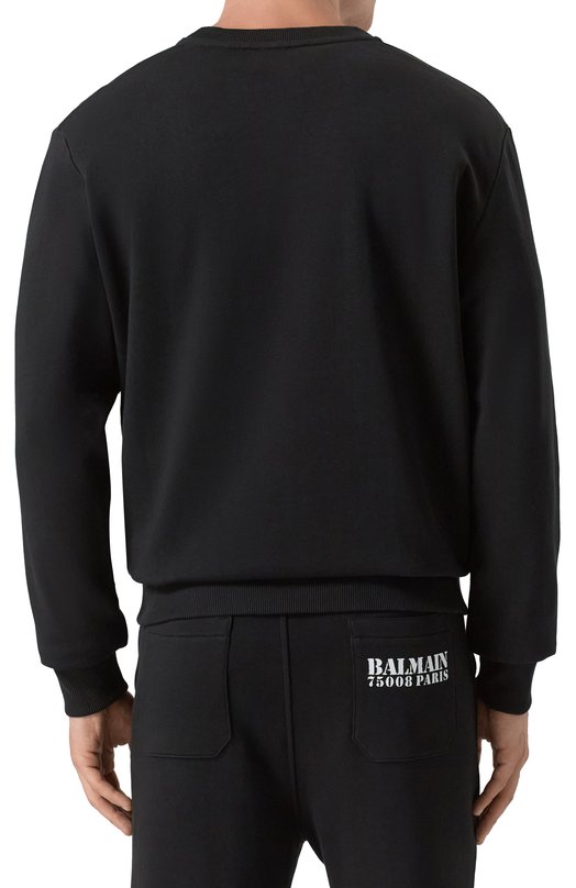 Хлопковый свитшот Balmain FH1JS001/BD04 Чёрный  FH1JS001/BD04 Фото 4