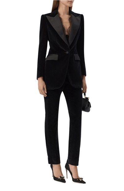 Бархатные брюки DOLCE & GABBANA черного цвета по цене 158000 руб., арт. FTAM0T/FUVG7, фото 2 Бархатные брюки DOLCE & GABBANA, арт. FTAM0T/FUVG7, фото 2