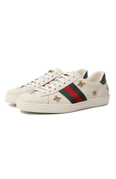 Комбинированные кеды new ace GUCCI белого цвета по цене 90720 руб., арт. 386750 A38F0, фото 1 Комбинированные кеды new ace GUCCI, арт. 386750 A38F0, фото 1