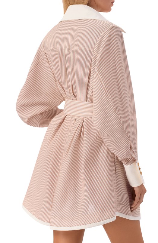 Платье из хлопка и шелка Zimmermann 1154DF251 Бежевый  1154DF251 Фото 3