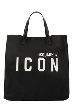 Мужская текстильная сумка-шопер icon DSQUARED2 черного цвета, арт. SPM0058 11703199 | Фото 1 (Материал сплава: Проставлено; Ремень/цепочка: На ремешке; Материал: Текстиль; Драгоценные камни: Проставлено; Размер: large)