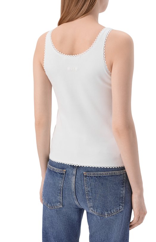 Хлопковый топ MSGM 4041MDT76N/267120 Белый  4041MDT76N/267120 Фото 4