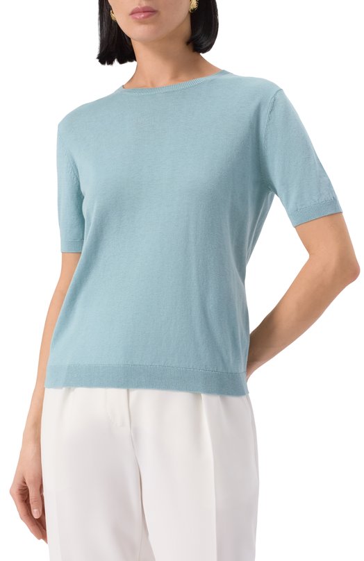 Пуловер из шелка и хлопка Weekend Max Mara ZIBETT0 Зелёный  ZIBETT0 Фото 3