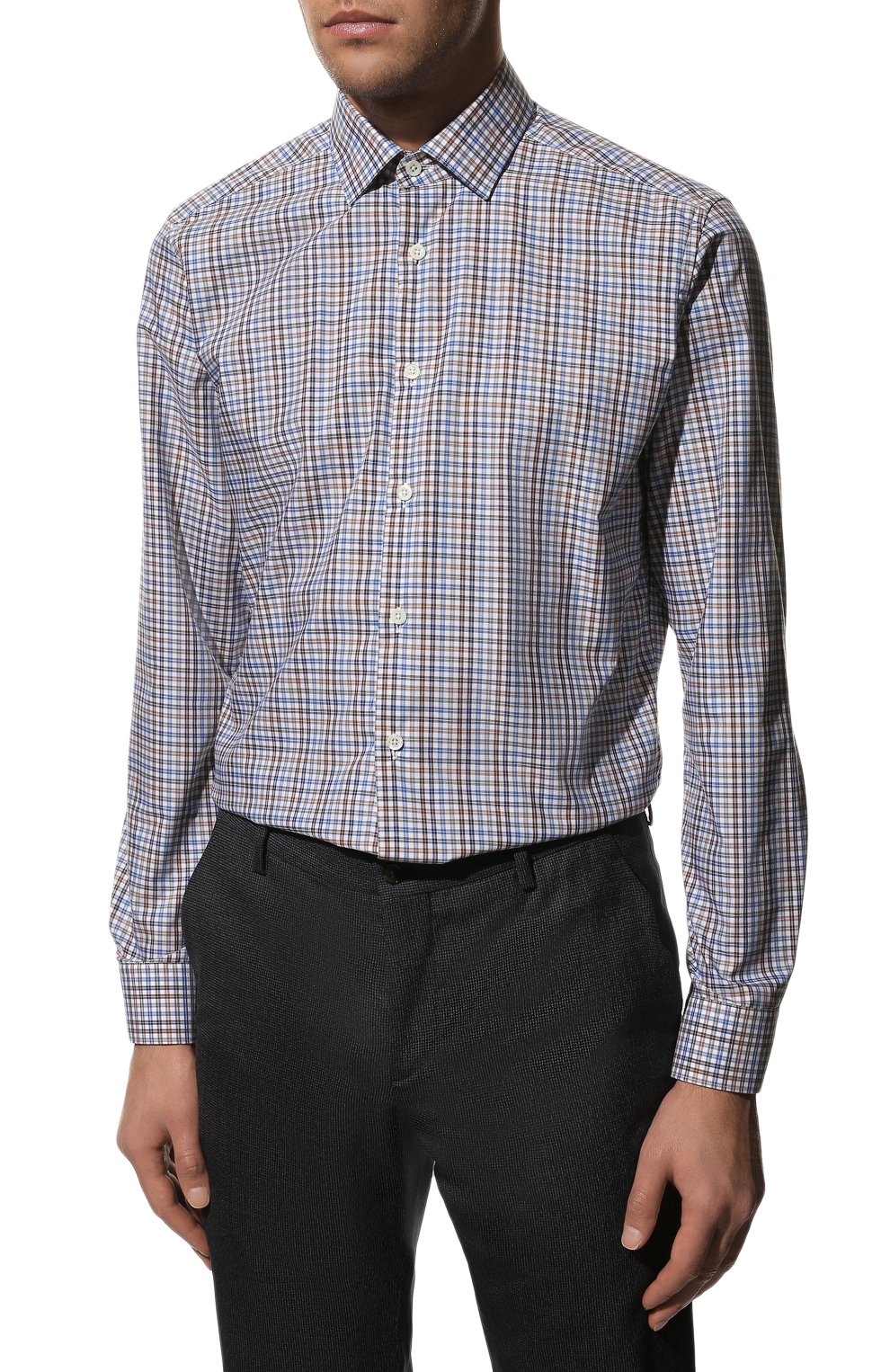 Хлопковая сорочка CORNELIANI синего цвета по цене 37700 руб., арт. 90P010-2811265/00, фото 4 Хлопковая сорочка CORNELIANI, арт. 90P010-2811265/00, фото 4