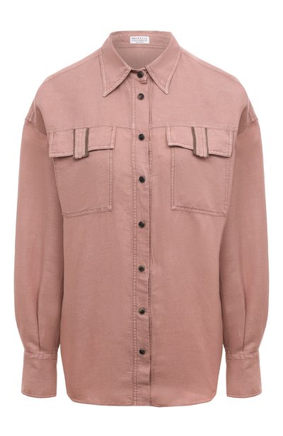 Женская рубашка изо льна и хлопка BRUNELLO CUCINELLI, арт. MD698B1064