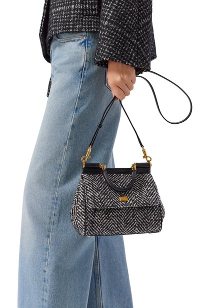 Сумка sicily medium DOLCE & GABBANA черно-белого цвета по цене 229000 руб., арт. BB6003/BH250, фото 2 Сумка sicily medium DOLCE & GABBANA, арт. BB6003/BH250, фото 2