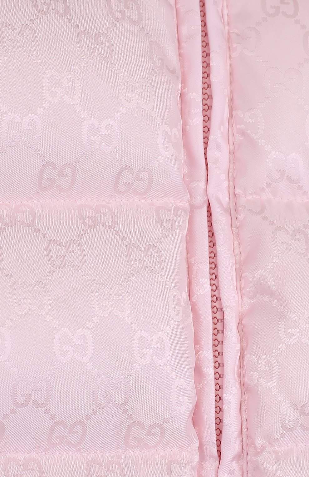 Пуховый комплект из комбинезона с капюшоном и варежек с пинетками GUCCI розового цвета по цене 114000 руб., арт. 483880/XBC51, фото 3 Пуховый комплект из комбинезона с капюшоном и варежек с пинетками GUCCI, арт. 483880/XBC51, фото 3