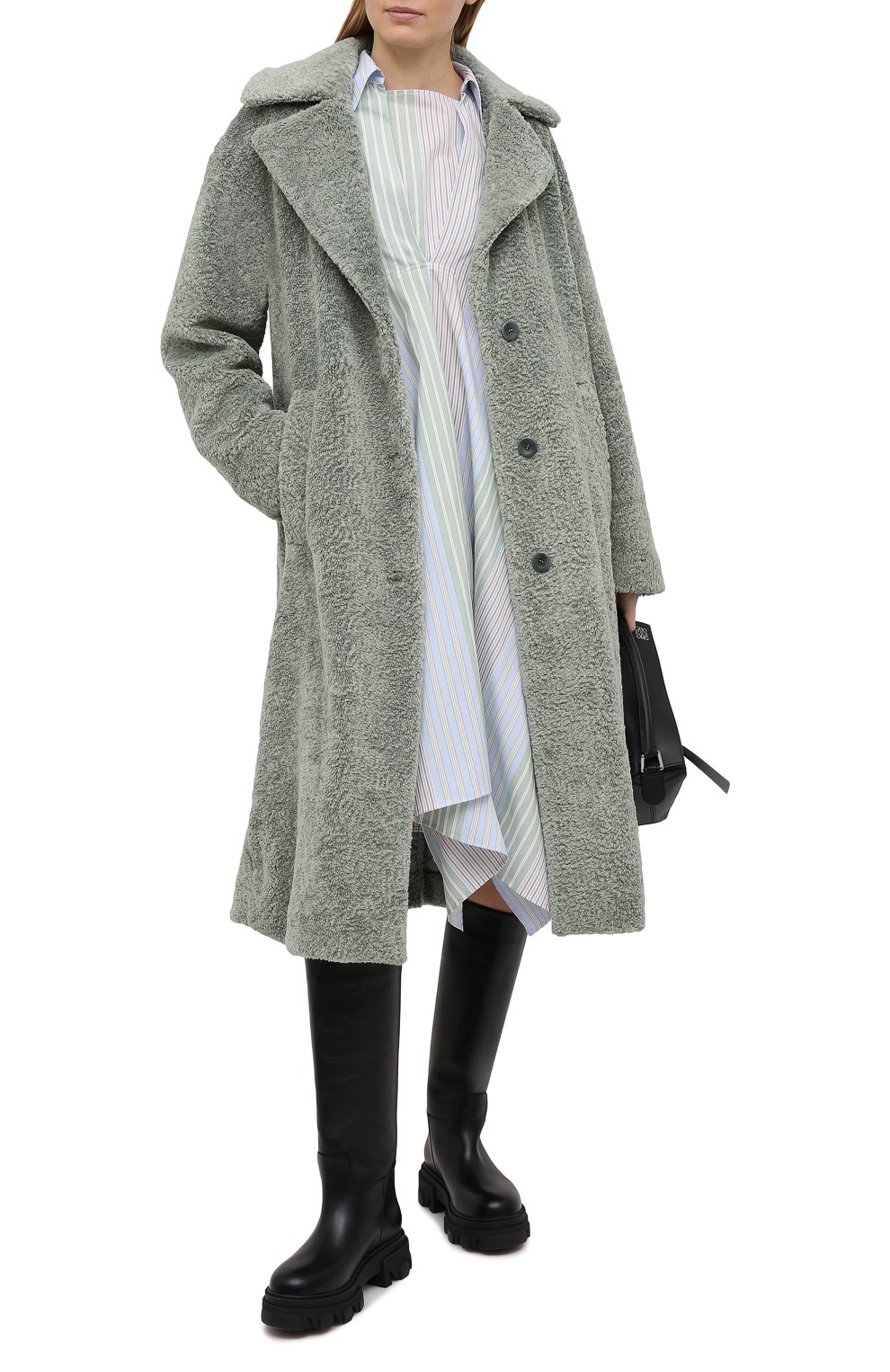 Шуба из экомеха PROENZA SCHOULER WHITE LABEL мятного цвета по цене 107500 руб., арт. WL2111019-AY130, фото 2 Шуба из экомеха PROENZA SCHOULER WHITE LABEL, арт. WL2111019-AY130, фото 2