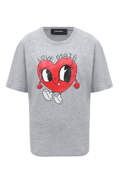 Футболка из хлопка и вискозы DSQUARED2 серого цвета по цене 36500 руб., арт. S72GD0476/S22146, фото 1 Футболка из хлопка и вискозы DSQUARED2, арт. S72GD0476/S22146, фото 1