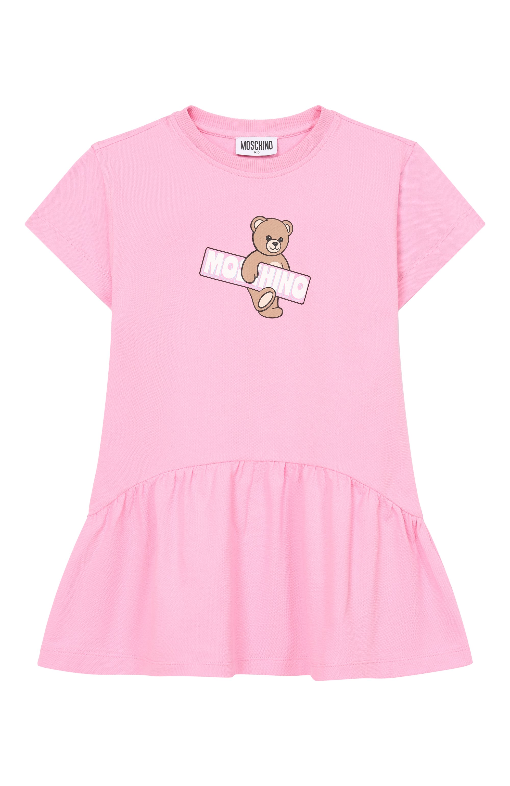 Хлопковое платье MOSCHINO розового цвета по цене 13600 руб., арт. HDV0HK/LFA07, фото 1 Хлопковое платье MOSCHINO, арт. HDV0HK/LFA07, фото 1