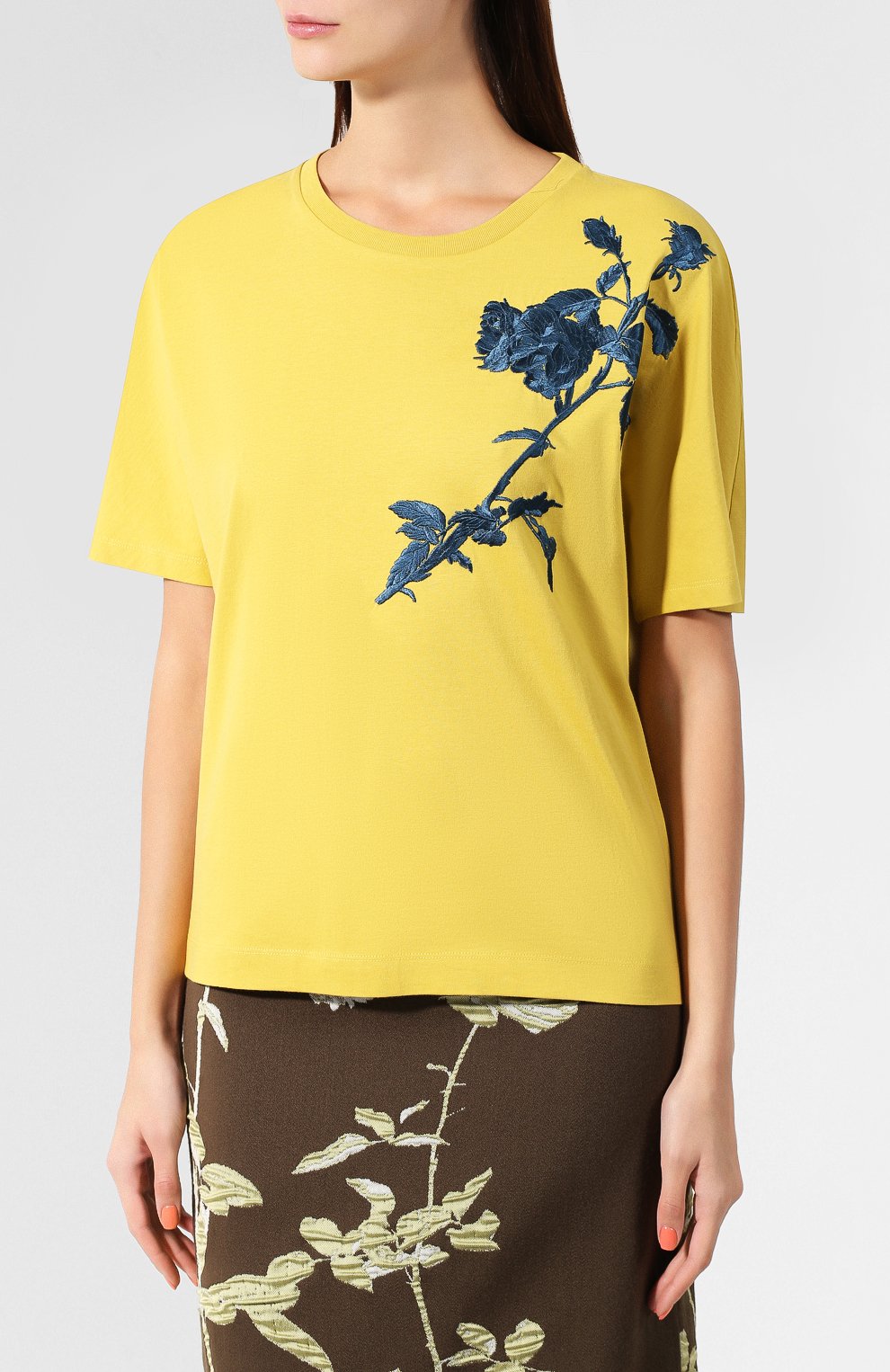 Хлопковая футболка DRIES VAN NOTEN желтого цвета по цене 11650 руб., арт. 192-11138-8615, фото 3 Хлопковая футболка DRIES VAN NOTEN, арт. 192-11138-8615, фото 3