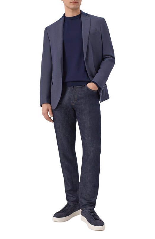 Пиджак из шерсти и шелка Zilli MNP-G2W0S-36071/0001 Синий  MNP-G2W0S-36071/0001 Фото 3