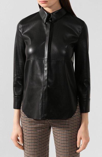 Рубашка NANUSHKA черного цвета по цене 57850 руб., арт. NAUM_BLACK_VEGAN LEATHER, фото 3 Рубашка NANUSHKA, арт. NAUM_BLACK_VEGAN LEATHER, фото 3