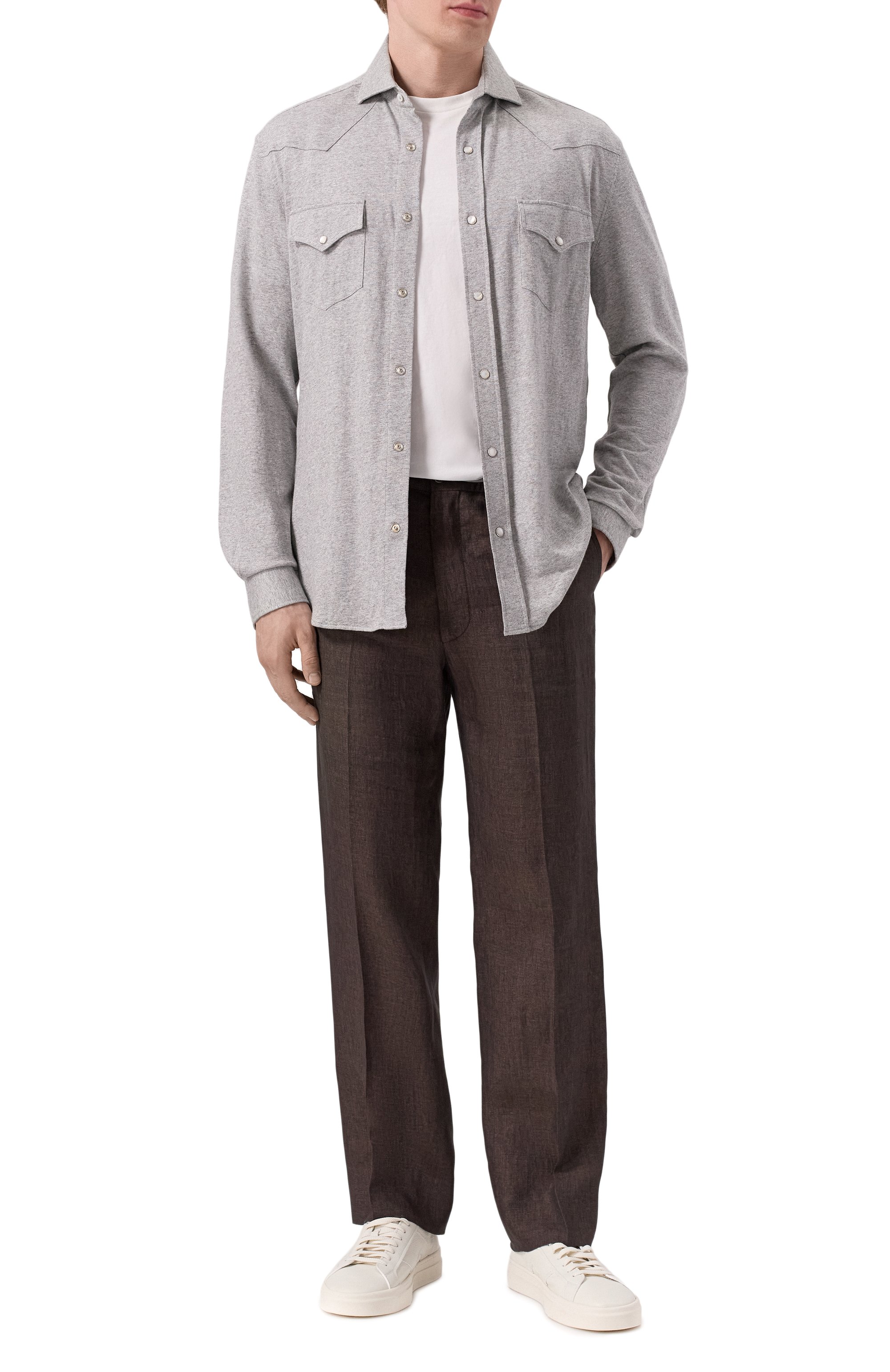 Рубашка изо льна и хлопка BRUNELLO CUCINELLI, арт. MW8356666, фото 2