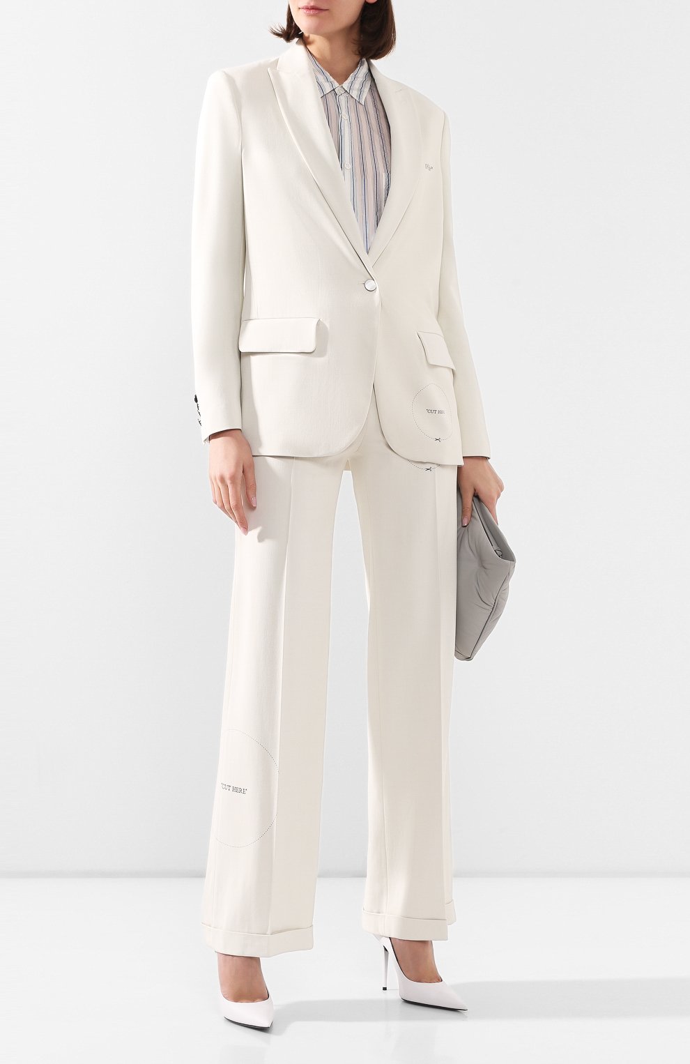 Жакет из вискозы OFF-WHITE кремового цвета по цене 113500 руб., арт. 0WEF032S20FAB0050100, фото 2 Жакет из вискозы OFF-WHITE, арт. 0WEF032S20FAB0050100, фото 2