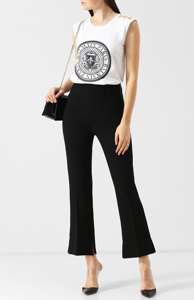 Хлопковый топ с логотипом бренда и контрастными пуговицами BALMAIN, арт. 148105/I001, фото 2