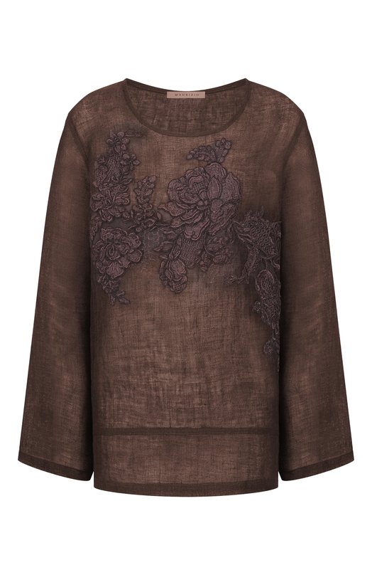 Льняная блузка Maurizio W08221081 Коричневый W08221081