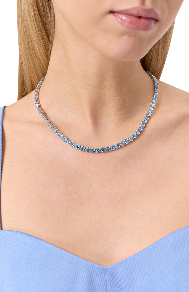 Женское колье matrix tennis SWAROVSKI голубого цвета, арт. 5661187 | Фото 2 (Материал: Металл, Кристаллы; Нос: Не проставлено; Автоматизация состава: Проставлено)
