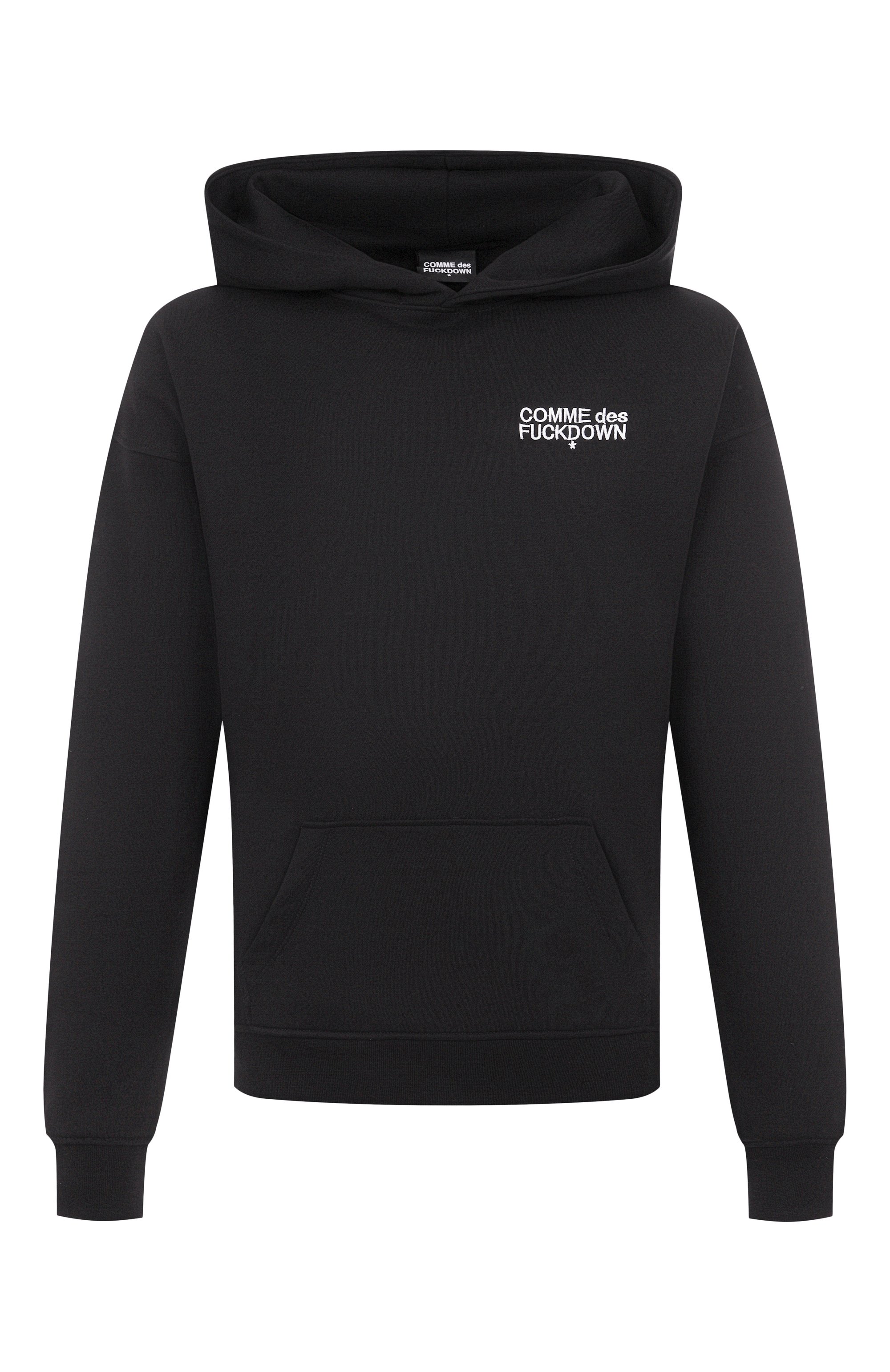 Хлопковое худи COMME DES FUCKDOWN черного цвета по цене 12000 руб., арт. CFABM01725, фото 1 Хлопковое худи COMME DES FUCKDOWN, арт. CFABM01725, фото 1