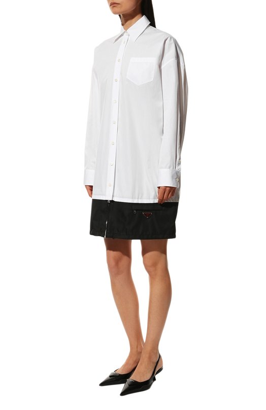Хлопковое платье Prada P3E83-10UR-F0964-212 Белый  P3E83-10UR-F0964-212 Фото 3
