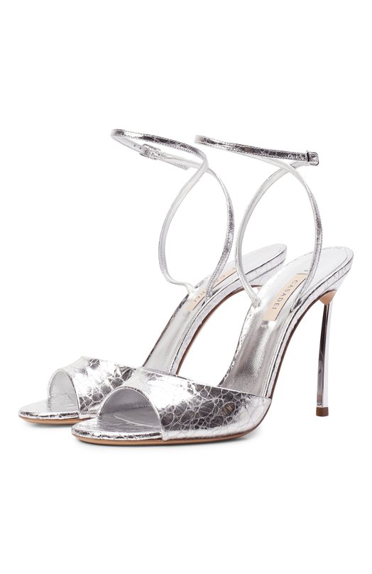 Кожаные босоножки Blade 100 Casadei 1L413B100M/C2928 Серебряный 1L413B100M/C2928