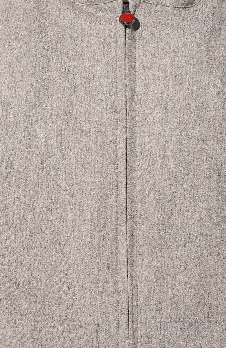 Мужская кашемировая куртка KITON серого цвета, арт. UMC015K0165C01 | Фото 5 (Длина (верхняя одежда): Короткие; Материал внешний: Шерсть, Кашемир; Рукава: Длинные; Кросс-КТ: Куртка, Утепленные; Мужское Кросс-КТ: шерсть и кашемир; Стили: Кэжуэл)