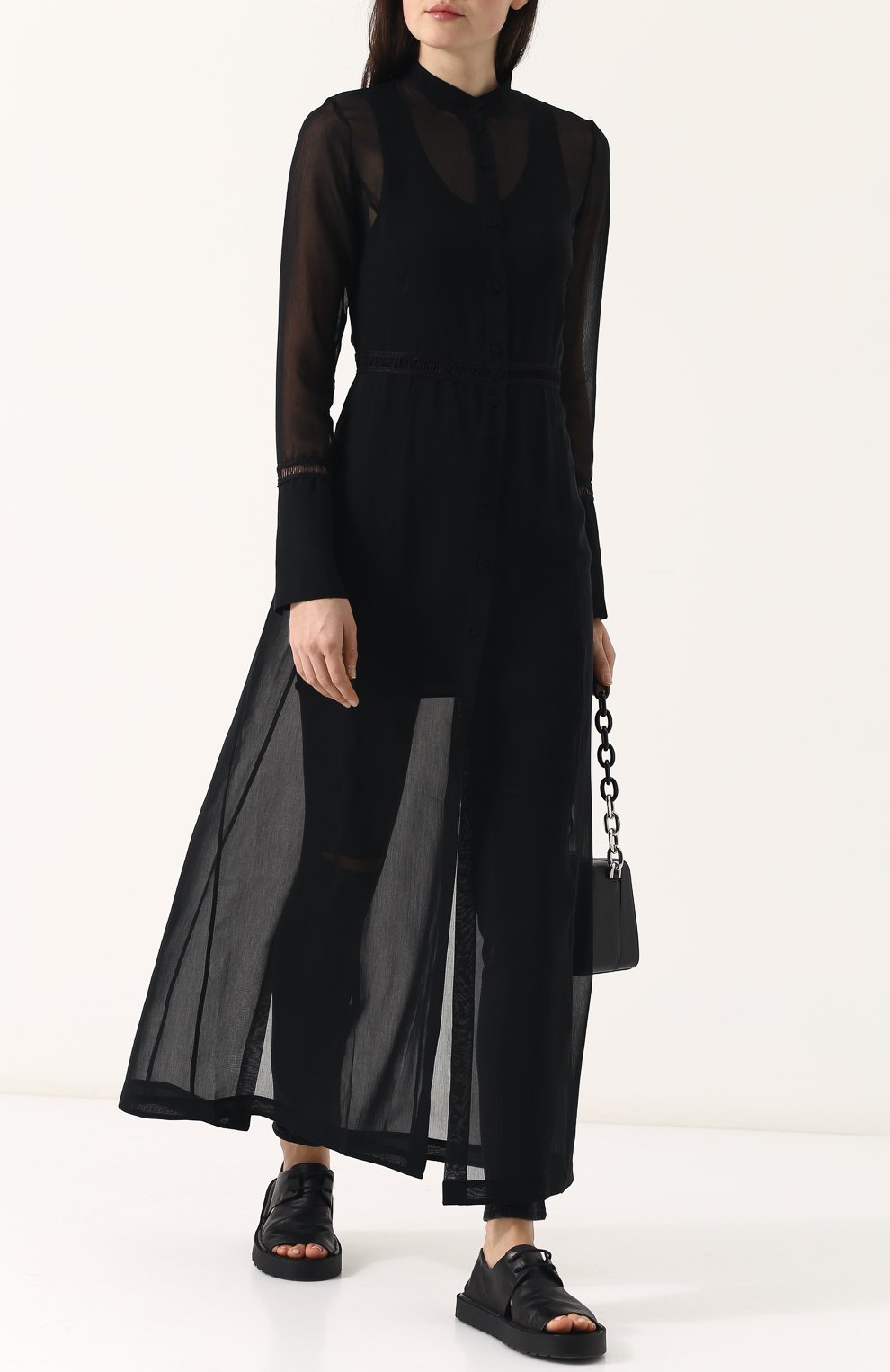 Полупрозрачное платье-рубашка из смеси хлопка и шелка ISABEL BENENATO, арт. WW15S18, фото 2