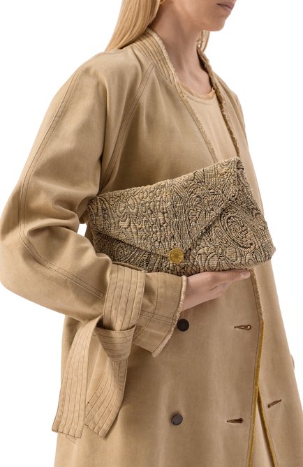 Женская сумка DRIES VAN NOTEN бежевого цвета, арт. 251-011512-701 | Фото 2 (Драгоценные камни: Проставлено; Размер: medium; Материал сплава: Проставлено; Материал: Текстиль)