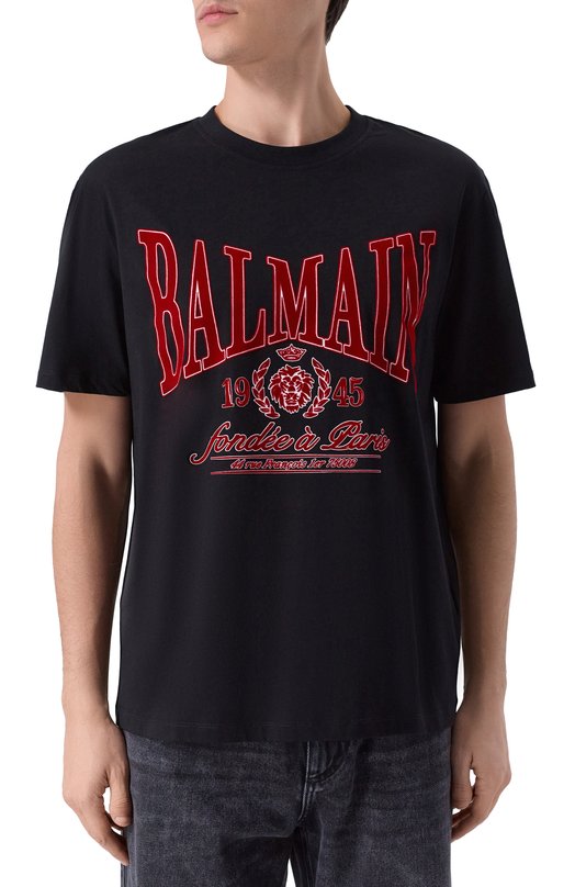 Хлопковая футболка Balmain FH0EG000/GF25 Чёрный  FH0EG000/GF25 Фото 3