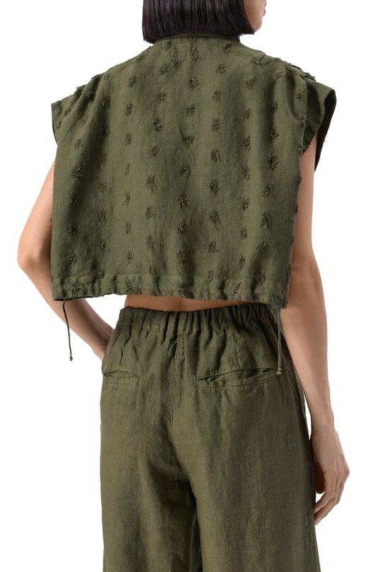 Льняная рубашка 120% Lino 32ALIW89RP/000G331 Хаки  32ALIW89RP/000G331 Фото 4