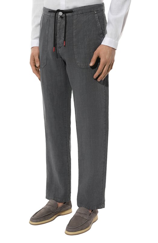Льняные брюки Kiton UFPANTK0605D Серый  UFPANTK0605D Фото 3